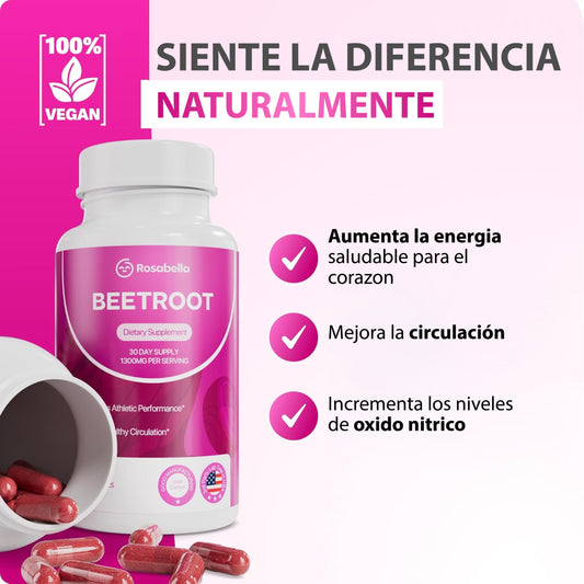 Beetroot Natural . Mejora tu circulación, Aumenta tu Resistencia y Protege tu salud Cardiovascular.
